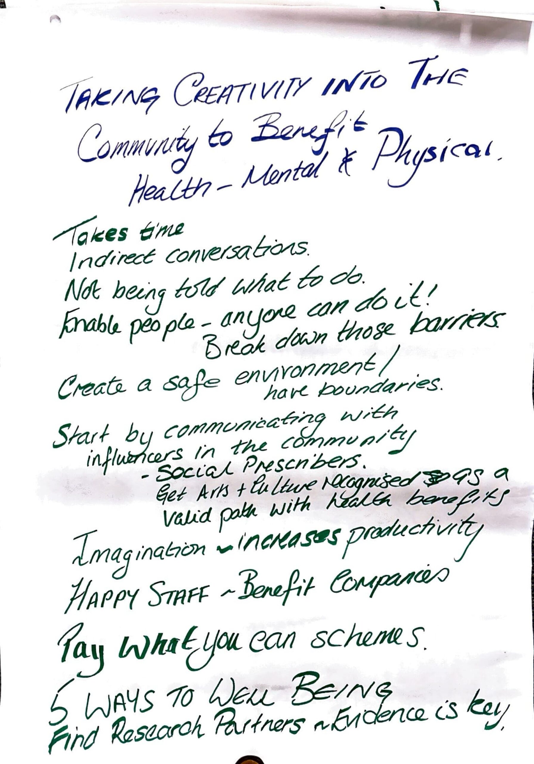 Taking creativity into the community to benefit heal